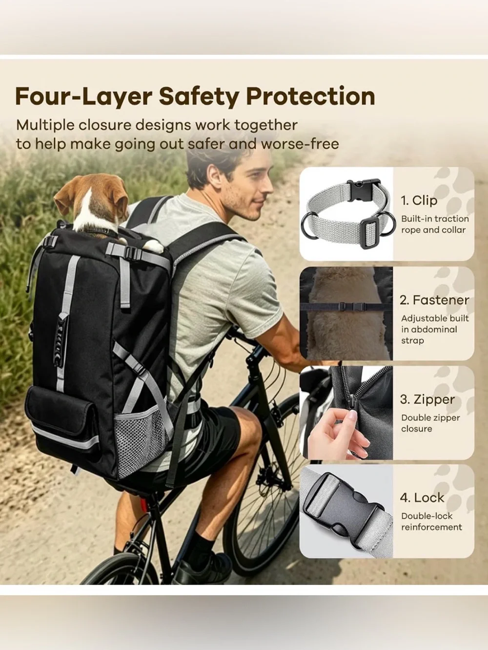Dog Gray Travel Backpack with GRAY With Black Accents